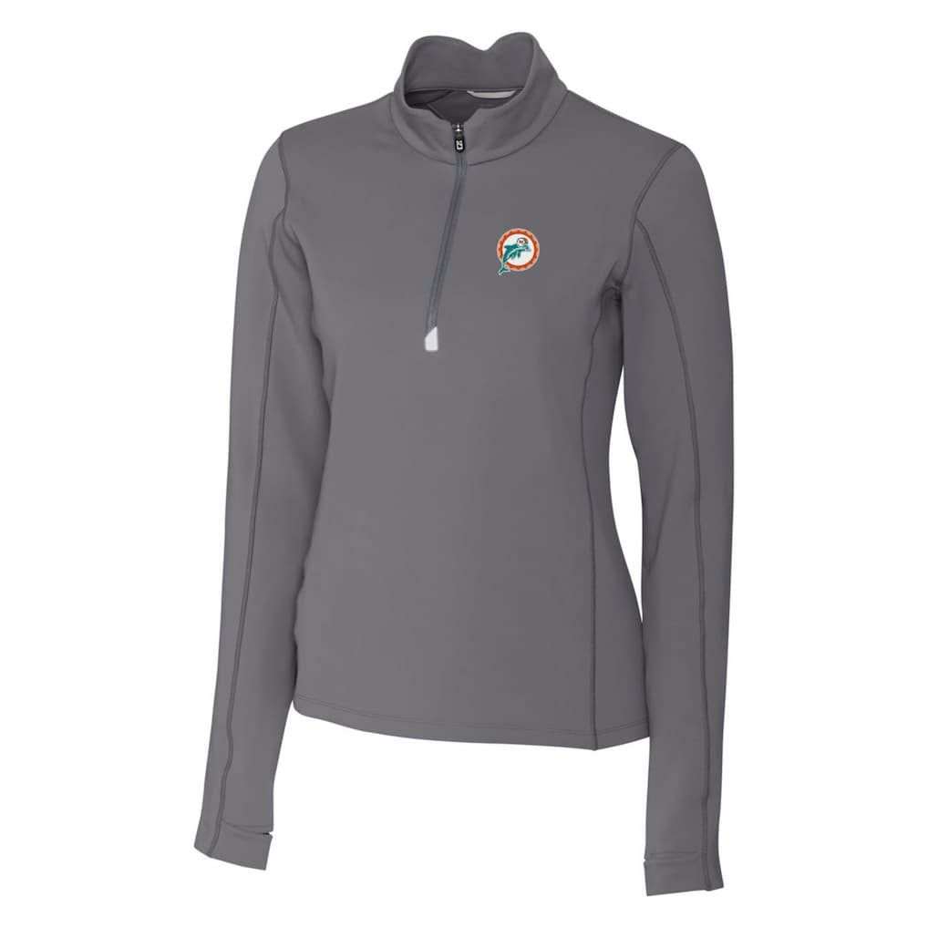 Cutter & Buck Women's Throwback Logo Traverse Stretch Quarter-Zip Pullover Top - Miami Dolphins Pullover