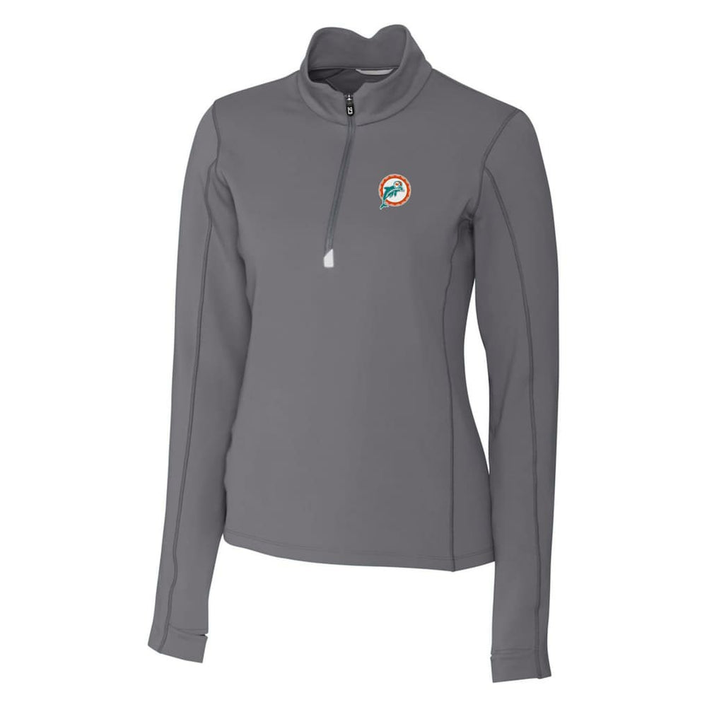 Cutter & Buck Women's Throwback Logo Traverse Stretch Quarter-Zip Pullover Top - Miami Dolphins Pullover