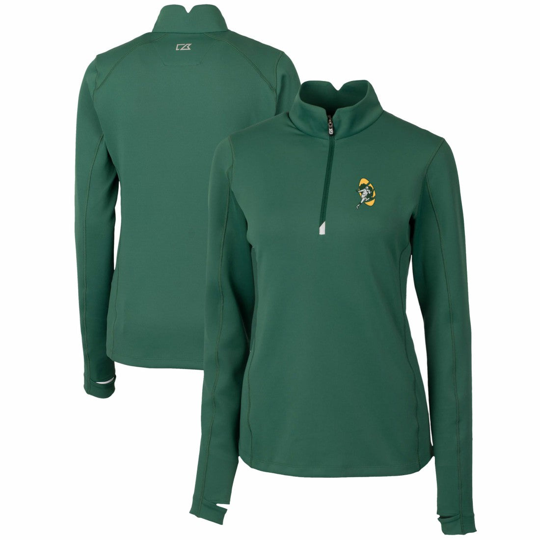 Cutter & Buck Women's Throwback Logo Traverse Stretch Quarter-Zip Pullover Top - Green Bay Packers Pullover