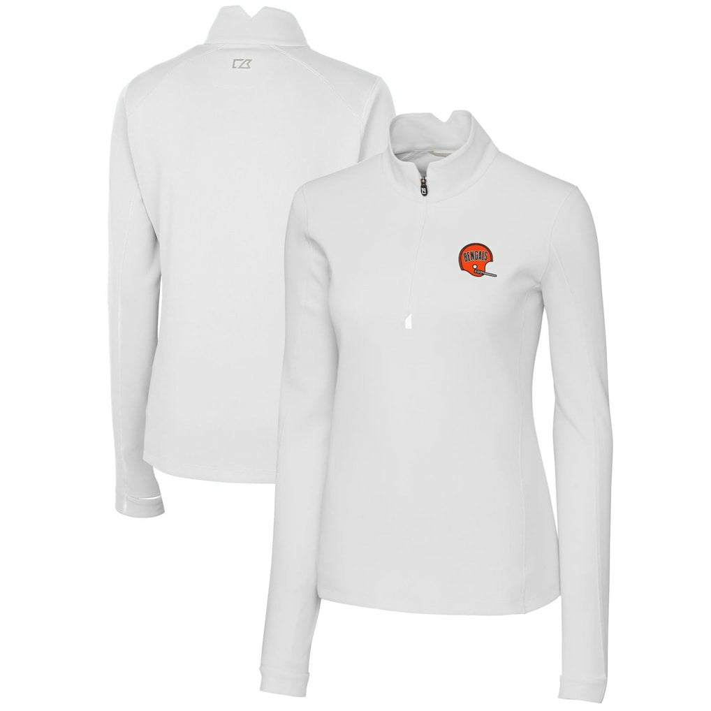Cutter & Buck Women's Throwback Logo Traverse Stretch Quarter-Zip Pullover Top - Cincinnati Bengals Pullover