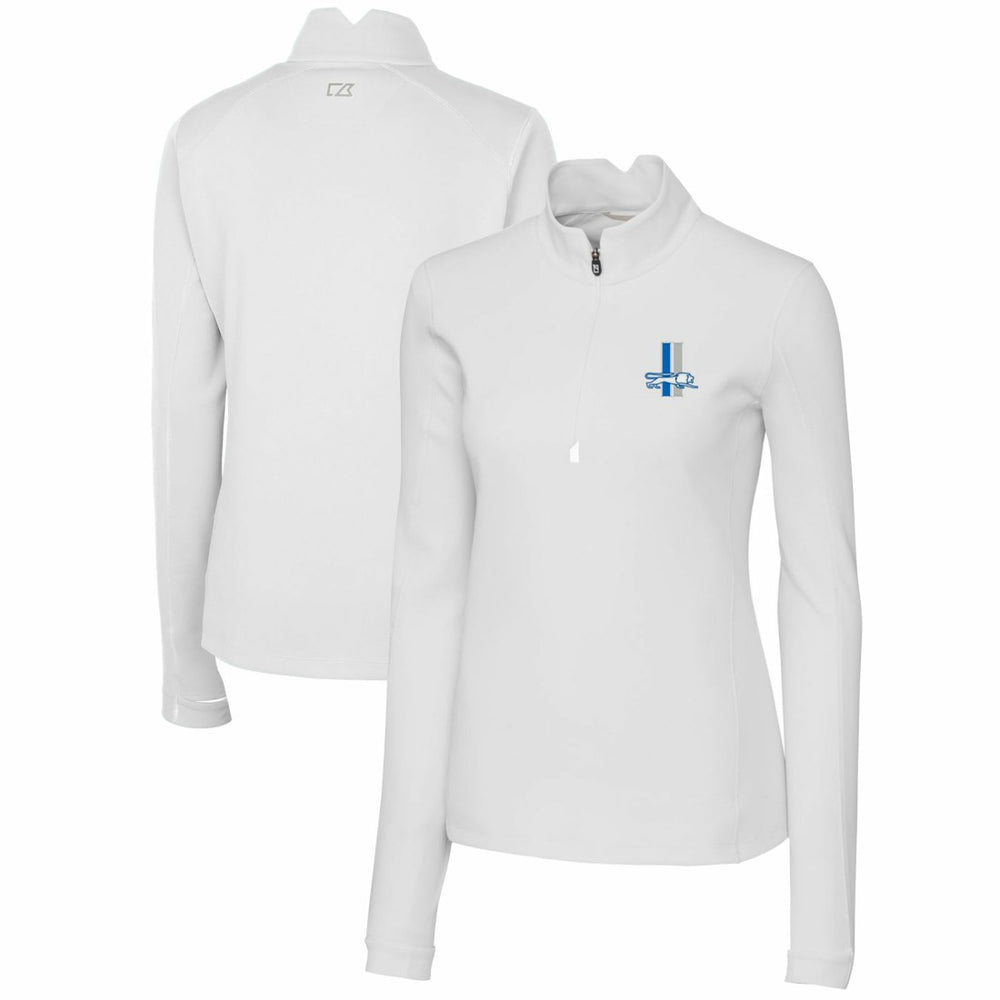 Cutter & Buck Women's Throwback Logo Traverse Stretch Quarter-Zip Pullover Top - Detroit Lions Pullover