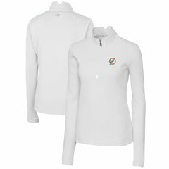 Cutter & Buck Women's Throwback Logo Traverse Stretch Quarter-Zip Pullover Top - Miami Dolphins Pullover