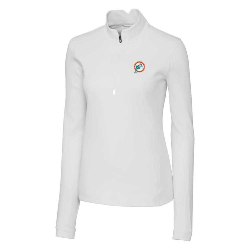 Cutter & Buck Women's Throwback Logo Traverse Stretch Quarter-Zip Pullover Top - Miami Dolphins Pullover
