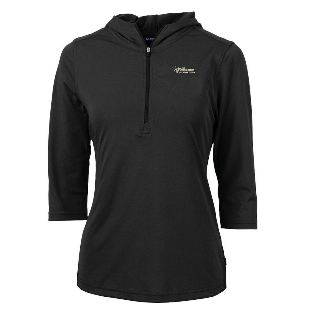 Cutter & Buck Women's Throwback Logo Virtue Eco Pique 3/4 Sleeve Half-Zip Pullover Hoodie - New York Jets Hoodies