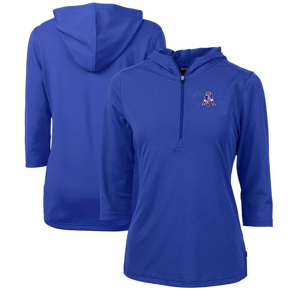 Cutter & Buck Women's Throwback Logo Virtue Eco Pique 3/4 Sleeve Half-Zip Pullover Hoodie - New England Patriots Hoodies