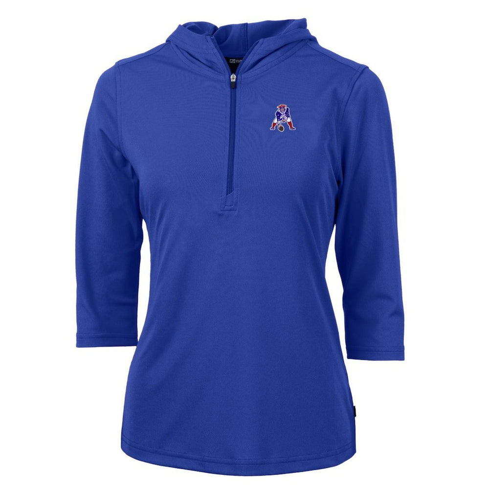 Cutter & Buck Women's Throwback Logo Virtue Eco Pique 3/4 Sleeve Half-Zip Pullover Hoodie - New England Patriots Hoodies