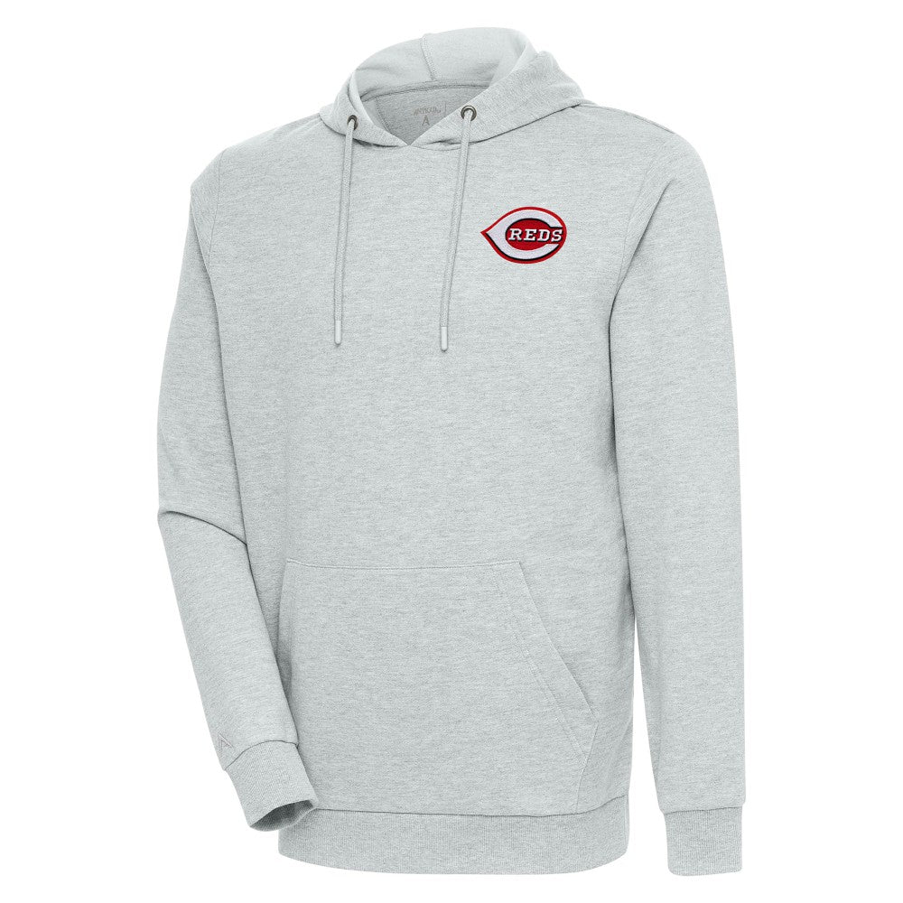 Heather Gray Cincinnati Reds Antigua Action Pullover Hoodie