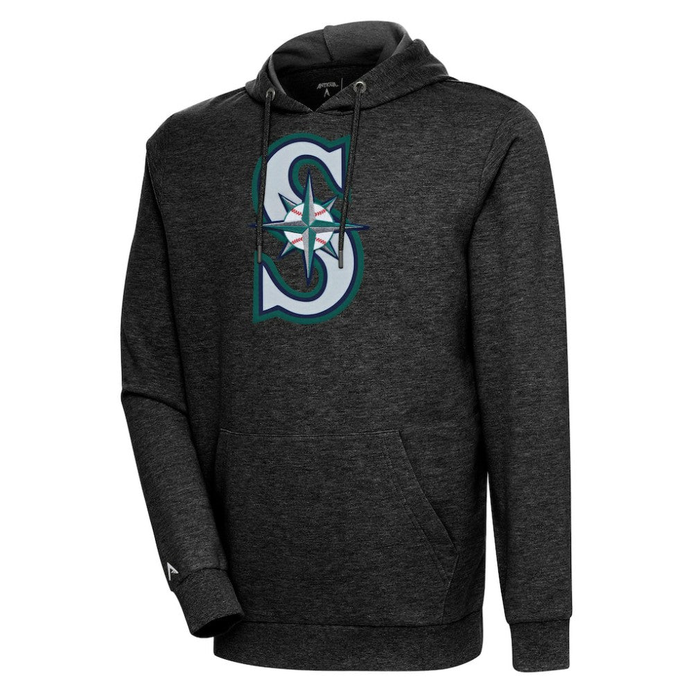 Heather Black Seattle Mariners Antigua Action Pullover Hoodie
