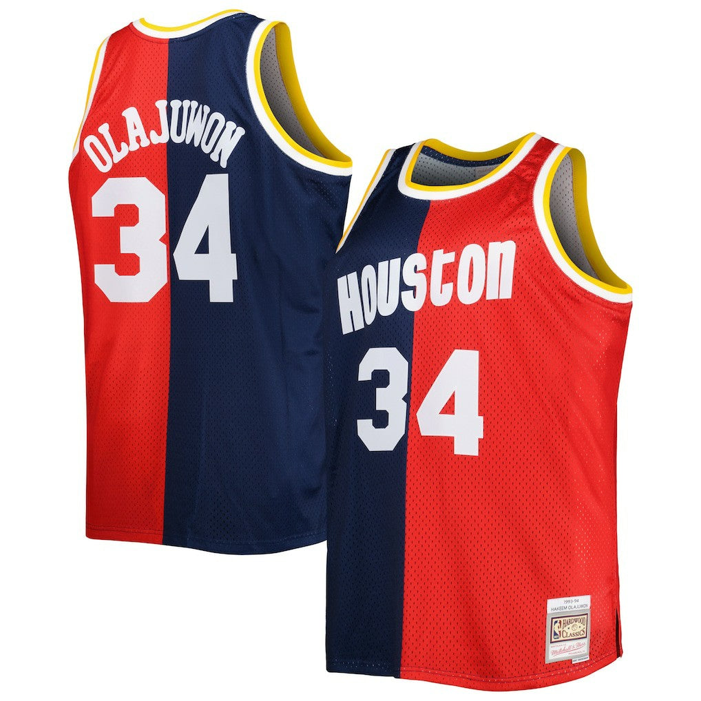 Mitchell & Ness Hakeem Olajuwon Houston Rockets Big & Tall Hardwood Classics 1993/94 Split Swingman Jersey