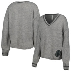 Brooklyn Nets Lusso Women's Scarletts Lantern Sleeve Tri-Blend V-Neck Pullover Sweater