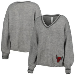 Chicago Bulls Lusso Women's Scarletts Lantern Sleeve Tri-Blend V-Neck Pullover Sweater