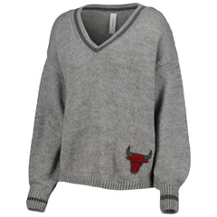 Chicago Bulls Lusso Women's Scarletts Lantern Sleeve Tri-Blend V-Neck Pullover Sweater