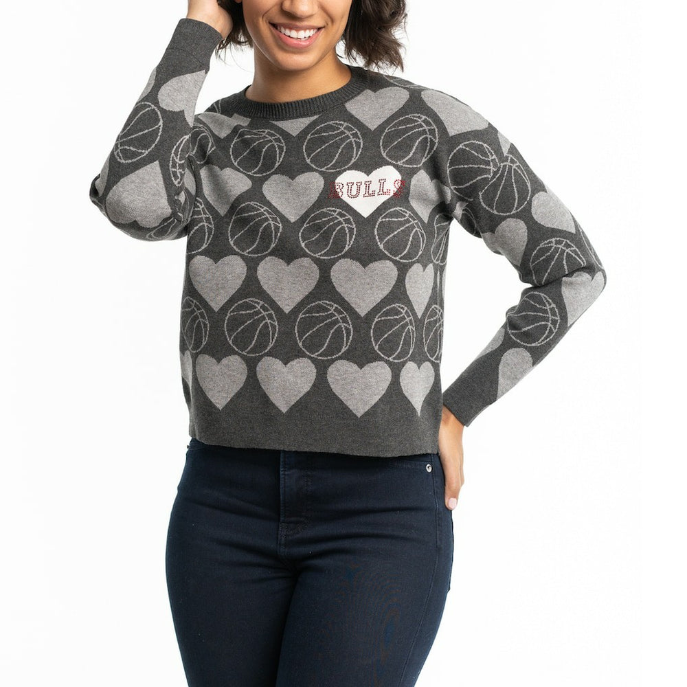 Chicago Bulls Lusso Women's Basketball Love Swarovski Crystal Intarsia Pullover Sweater sale