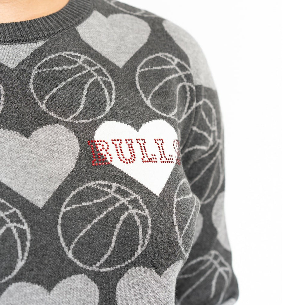 Chicago Bulls Lusso Women's Basketball Love Swarovski Crystal Intarsia Pullover Sweater sale