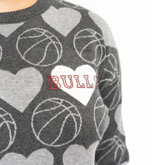 Chicago Bulls Lusso Women's Basketball Love Swarovski Crystal Intarsia Pullover Sweater sale