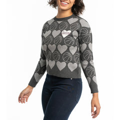 Los Angeles Lakers Lusso Women's Basketball Love Swarovski Crystal Intarsia Pullover Sweater