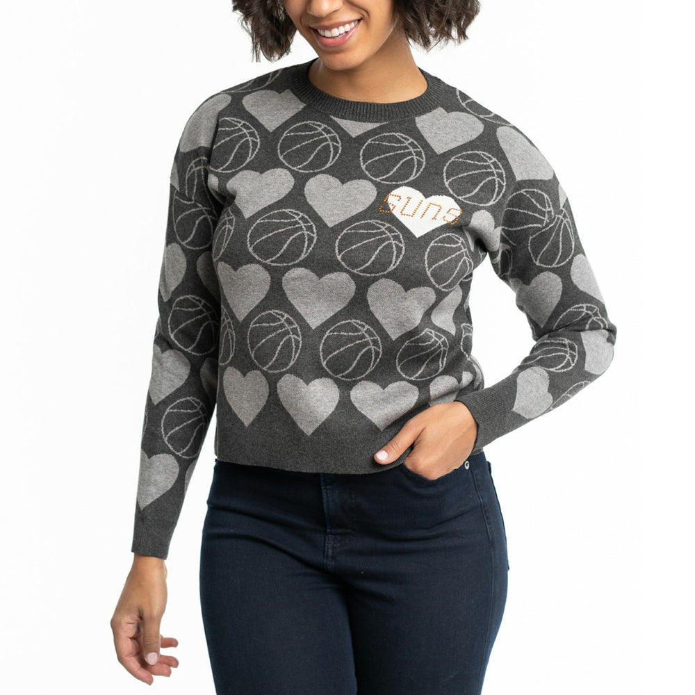Phoenix Suns Lusso Women's Basketball Love Swarovski Crystal Intarsia Pullover Sweater