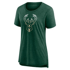 Milwaukee Bucks Women's Gradient Logo Tri-Blend T-Shirt