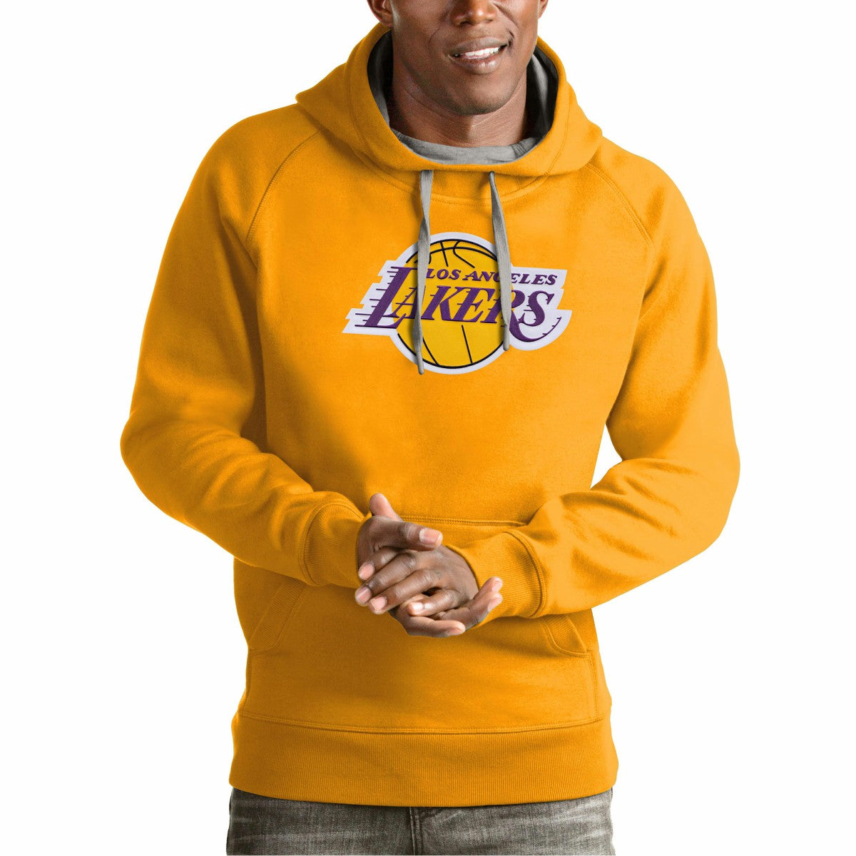 Los Angeles Lakers Antigua Team Logo Victory Pullover Hoodie