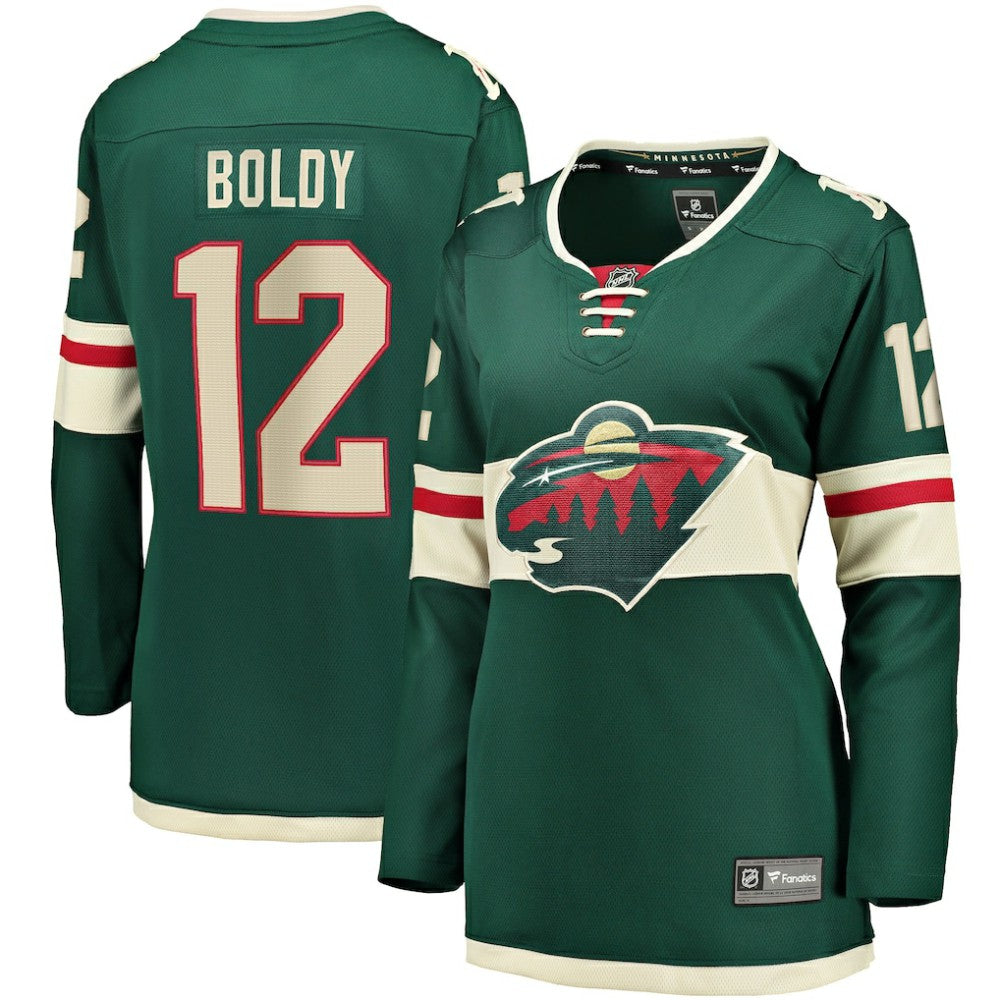 NHL Matthew Boldy Minnesota Wild Fanatics Women's Home Breakaway Player Jersey