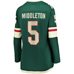 NHL Jake Middleton Minnesota Wild Fanatics Women's Home Breakaway Player Jersey