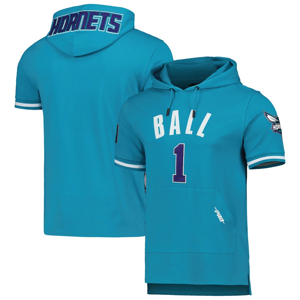 LaMelo Ball Charlotte Hornets Pro Standard Name & Number Short Sleeve Pullover Hoodie