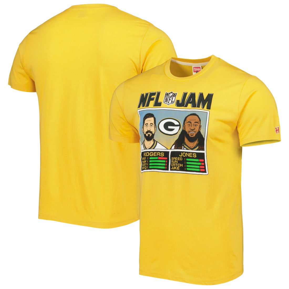 Aaron Rodgers & Aaron Jones  Homage Unisex NFL Jam Tri-Blend T-Shirt - Green Bay Packers T-shirts
