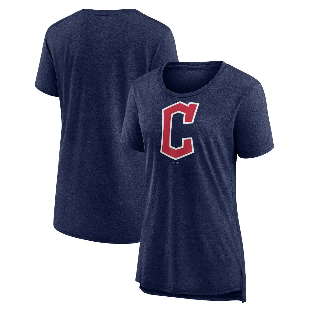 Heather Navy Cleveland Guardians Women's Official Wordmark Tri-Blend T-Shirt