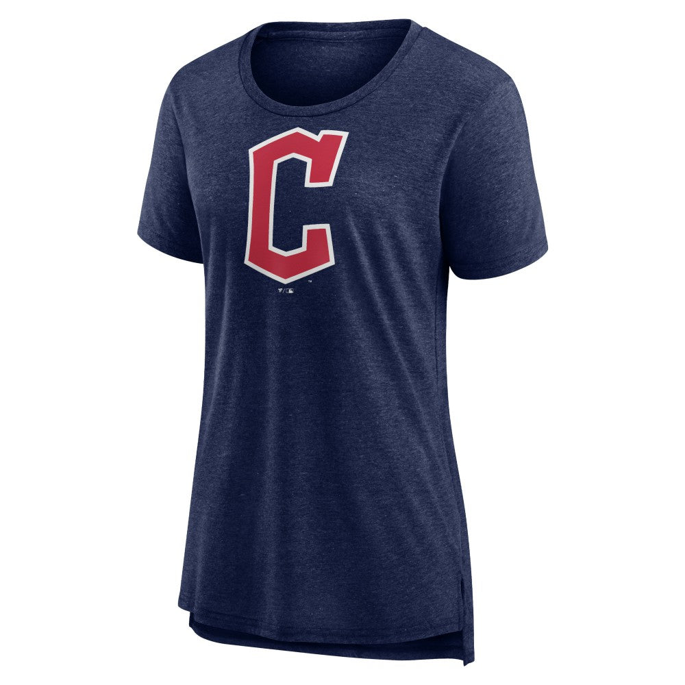 Heather Navy Cleveland Guardians Women's Official Wordmark Tri-Blend T-Shirt