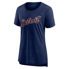 Heather Navy Detroit Tigers Women's Official Wordmark Tri-Blend T-Shirt