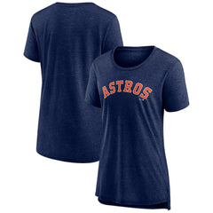 Heather Navy Houston Astros Women's Official Wordmark Tri-Blend T-Shirt