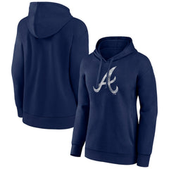 Navy Atlanta Braves Women's Distressed Team Pullover Hoodie
