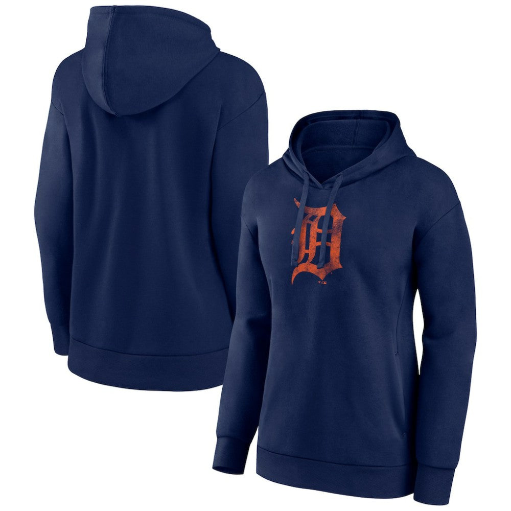 Navy Detroit Tigers Women's Distressed Team Pullover Hoodie