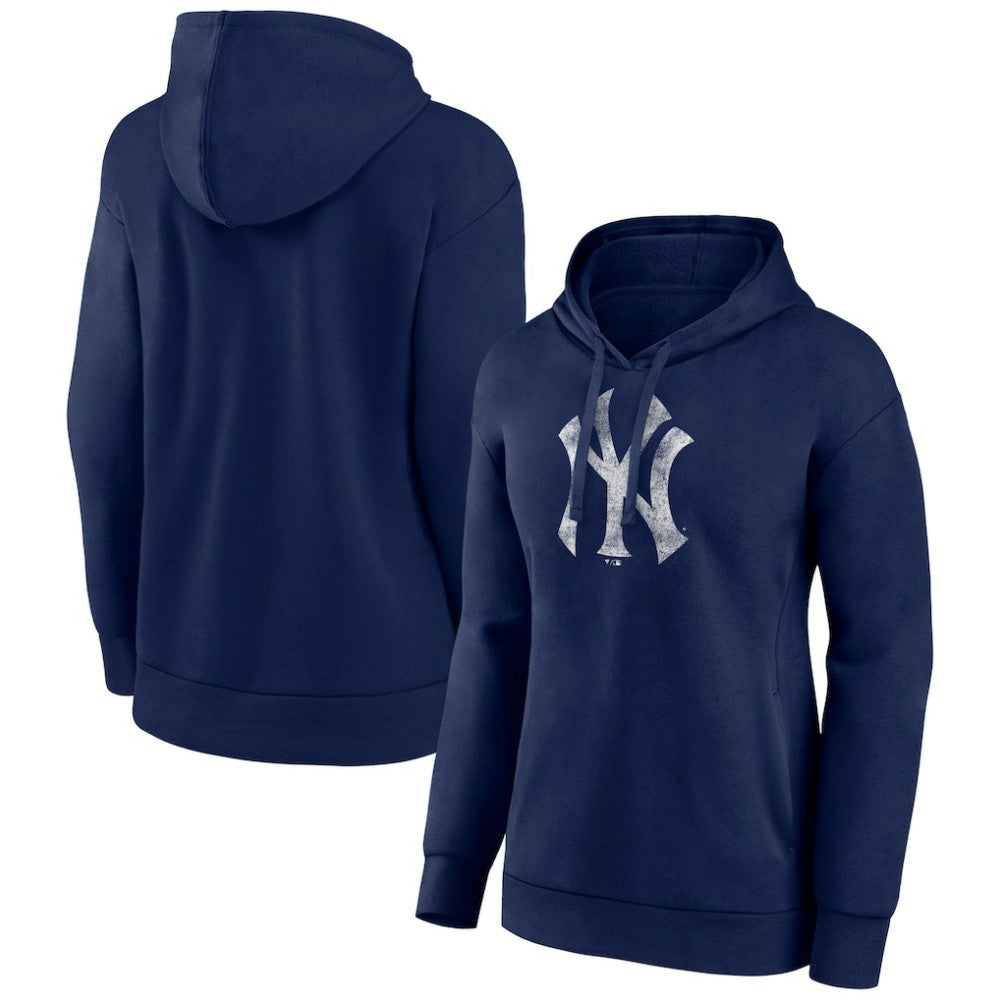 Navy New York Yankees Women's Distressed Team Pullover Hoodie