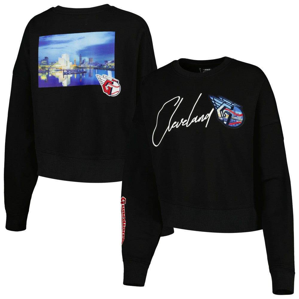 Black Cleveland Guardians Pro Standard Women's City Scape Pullover Sweatshirt