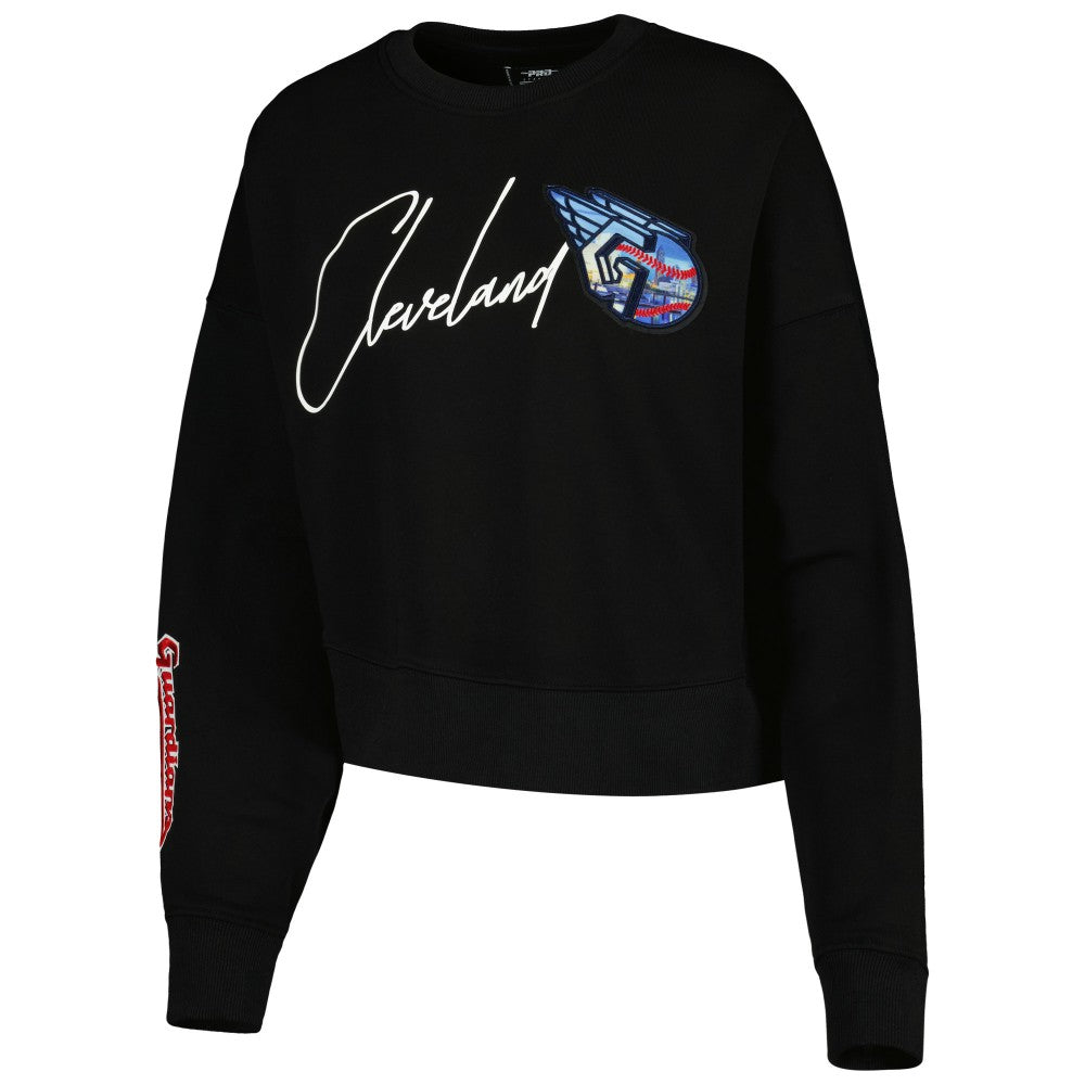 Black Cleveland Guardians Pro Standard Women's City Scape Pullover Sweatshirt