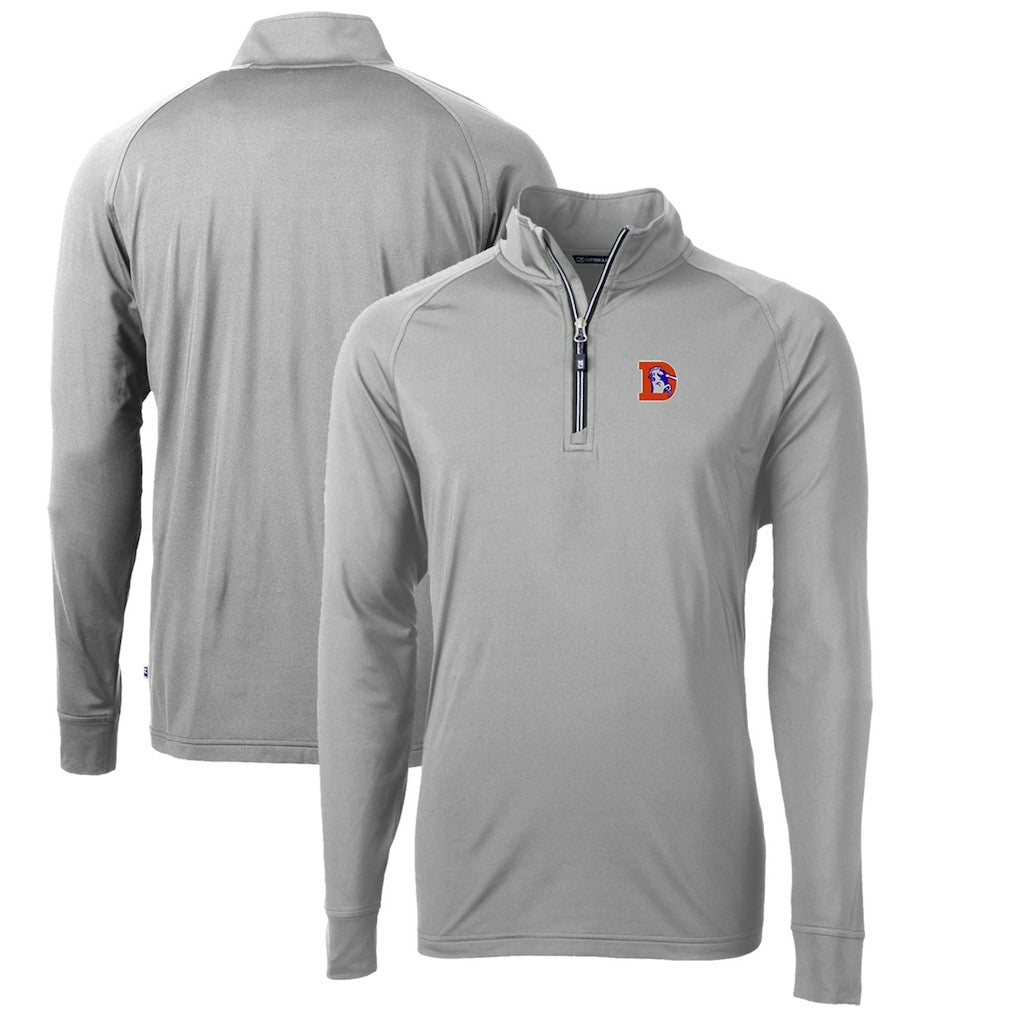 Cutter & Buck Adapt Eco Knit Stretch Recycled Big & Tall Quarter-Zip Throwback Pullover Top - Denver Broncos Pullover