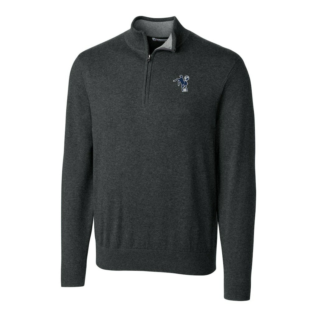 Cutter & Buck Throwback Logo Lakemont Tri-Blend Big & Tall Quarter-Zip Pullover Sweater - Indianapolis Colts Pullover