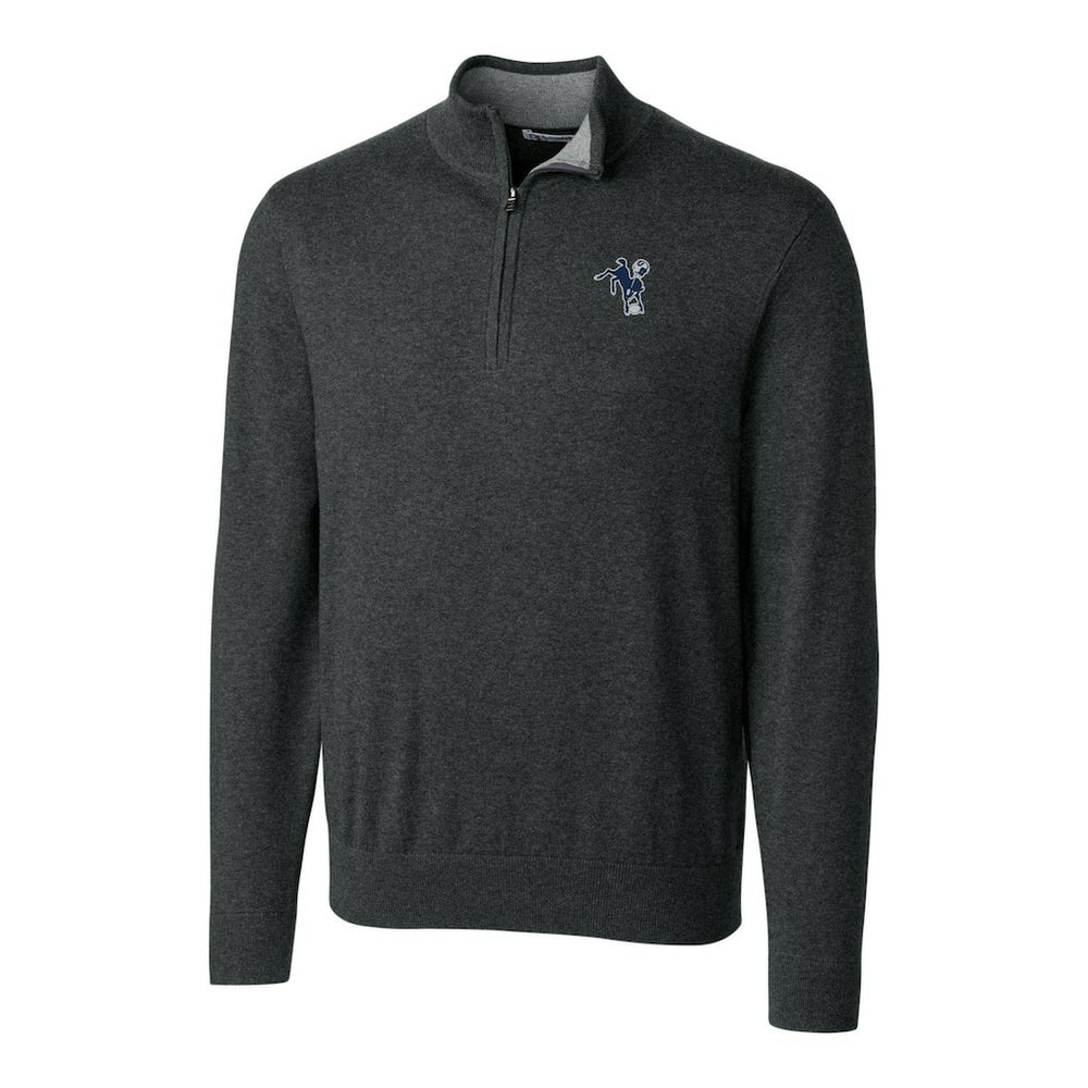 Cutter & Buck Throwback Logo Lakemont Tri-Blend Big & Tall Quarter-Zip Pullover Sweater - Indianapolis Colts Pullover