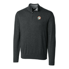 Cutter & Buck Throwback Logo Lakemont Tri-Blend Big & Tall Quarter-Zip Pullover Sweater - Miami Dolphins Pullover