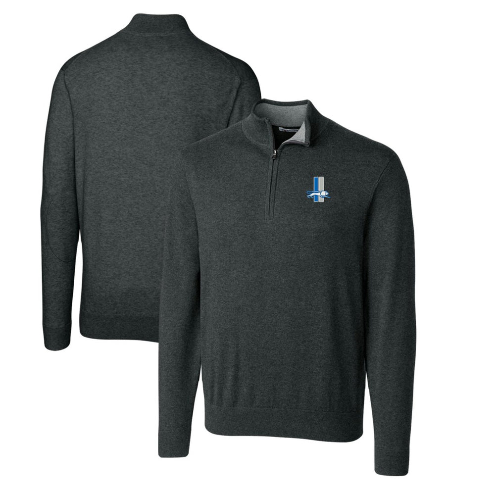Cutter & Buck Throwback Logo Lakemont Tri-Blend Big & Tall Quarter-Zip Pullover Sweater - Detroit Lions Pullover