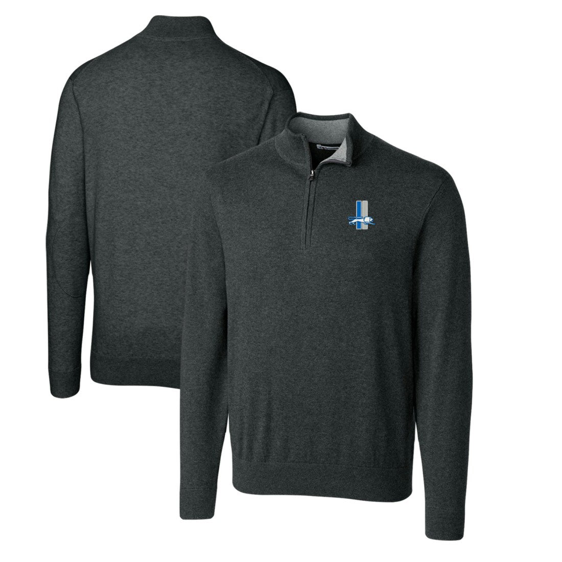 Cutter & Buck Throwback Logo Lakemont Tri-Blend Big & Tall Quarter-Zip Pullover Sweater - Detroit Lions Pullover
