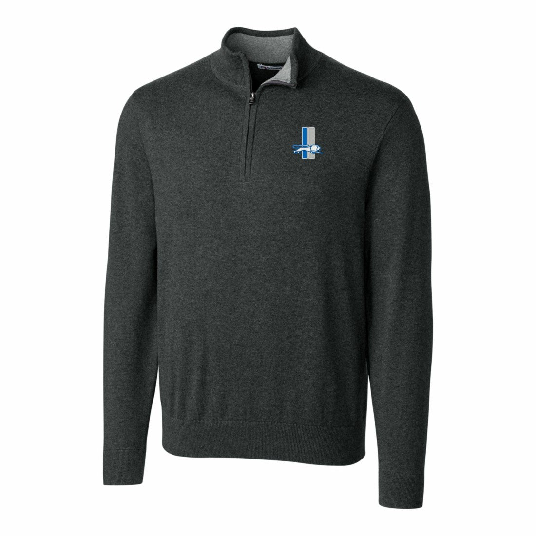 Cutter & Buck Throwback Logo Lakemont Tri-Blend Big & Tall Quarter-Zip Pullover Sweater - Detroit Lions Pullover