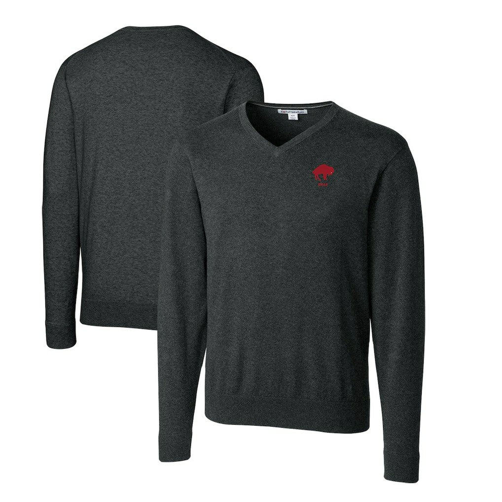 Cutter & Buck Throwback Logo Lakemont Tri-Blend Big & Tall V-Neck Pullover Sweater - Buffalo Bills Pullover