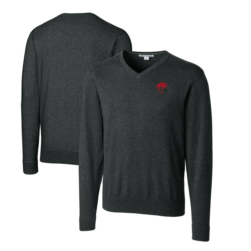 Cutter & Buck Throwback Logo Lakemont Tri-Blend Big & Tall V-Neck Pullover Sweater - Buffalo Bills Pullover