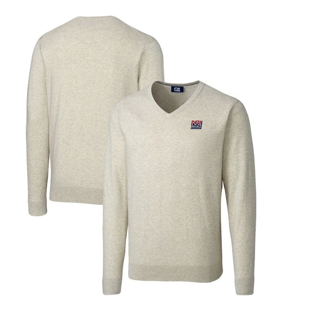 Cutter & Buck Throwback Logo Lakemont Tri-Blend Big & Tall V-Neck Pullover Sweater - New York Giants Pullover