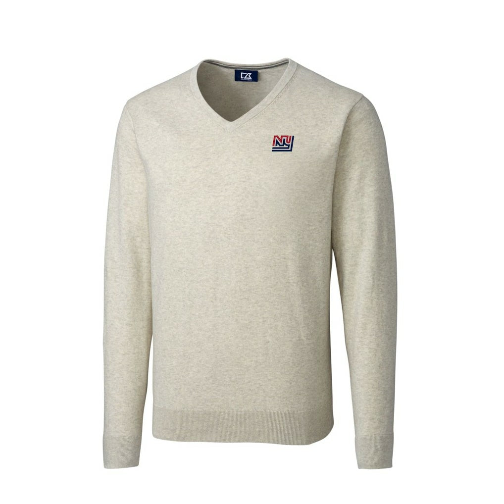 Cutter & Buck Throwback Logo Lakemont Tri-Blend Big & Tall V-Neck Pullover Sweater - New York Giants Pullover