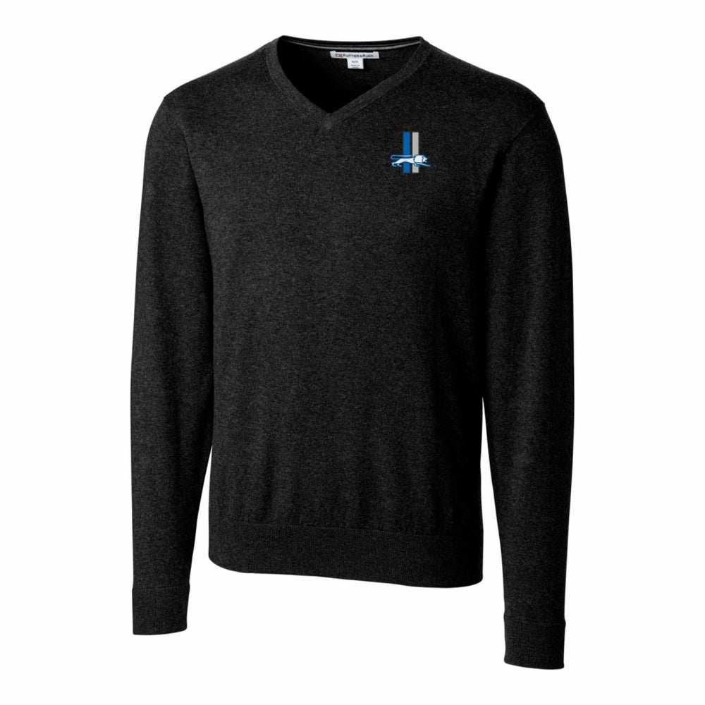 Cutter & Buck Throwback Logo Lakemont Tri-Blend Big & Tall V-Neck Pullover Sweater - Detroit Lions Pullover
