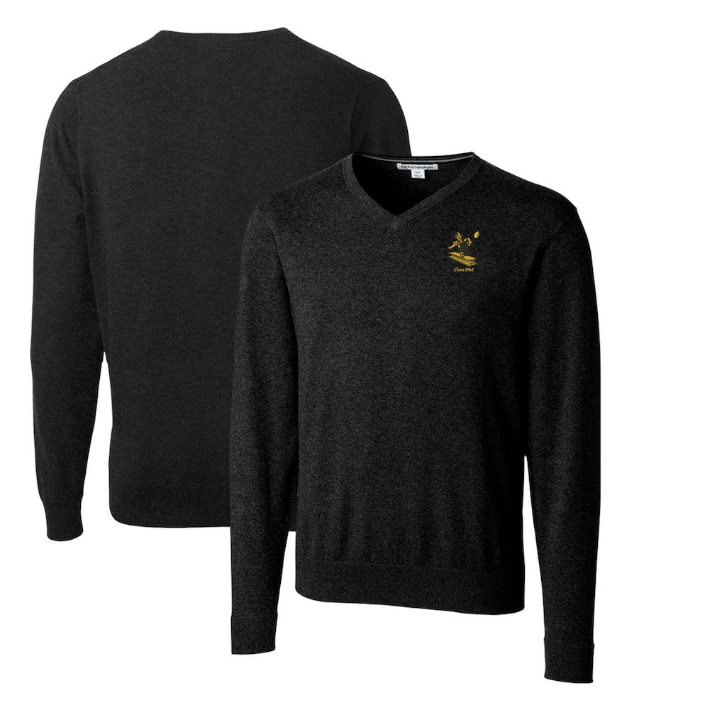 Cutter & Buck Throwback Logo Lakemont Tri-Blend Big & Tall V-Neck Pullover Sweater - Pittsburgh Steelers Pullover