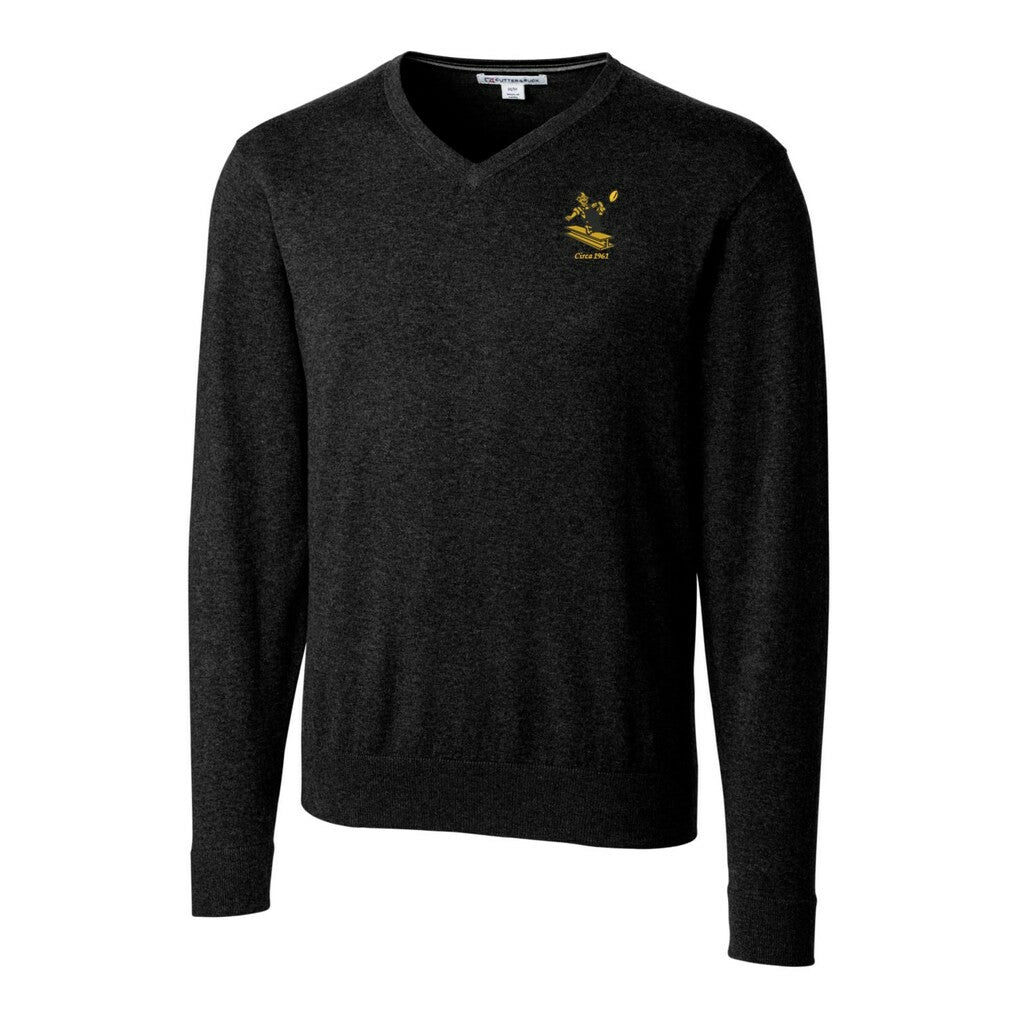Cutter & Buck Throwback Logo Lakemont Tri-Blend Big & Tall V-Neck Pullover Sweater - Pittsburgh Steelers Pullover